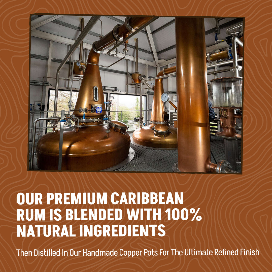 Caribbean rum in copper pot stills